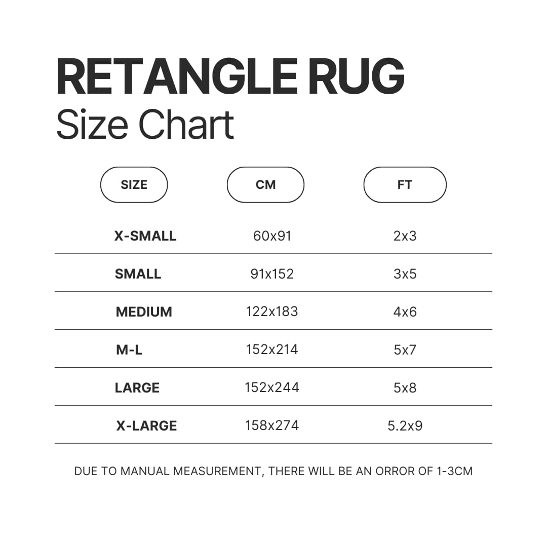 Retangle Rug Size Chart - Arctic Monkeys Merch