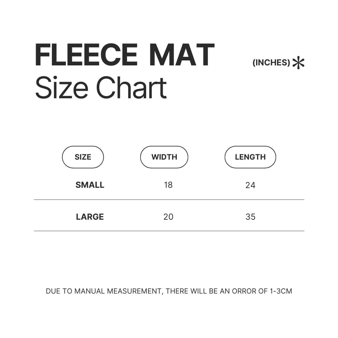 Fleece Mat Size Chart - Arctic Monkeys Merch